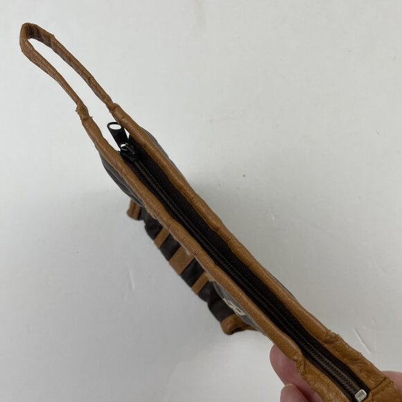 Vintage PAN AM Airlines Amenity Kit Toiletry Travel Bag Zip Brown Leather Pouch - Picture 7 of 8